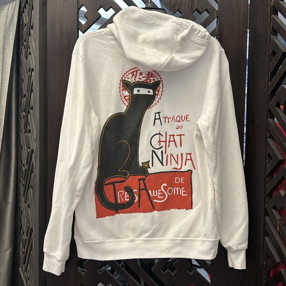 Threadless French Ninja Cat zip hoodie Medium